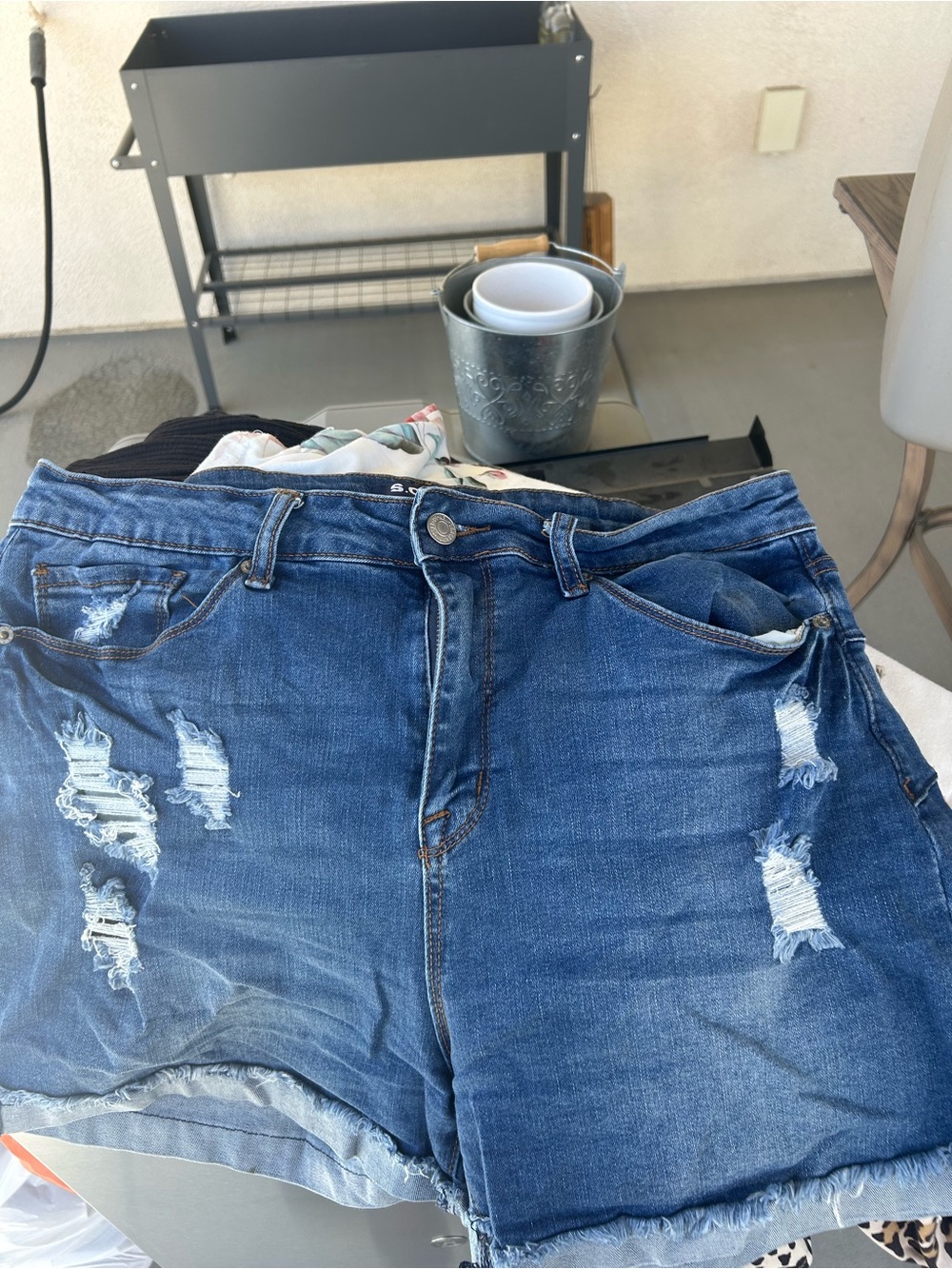 Soho Ripped Dark Blue Denim Shorts